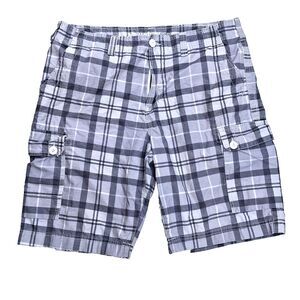 ​Urban Pipeline Men’s 38 Cargo Shorts Plaid Gray White Classic Length Cotton Bl​